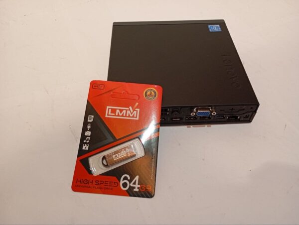 Неттоп Lenovo ThinkCentre M70q USFF / Intel Celeron G4900T (2 ядра по 2.9 GHz) / 4 GB DDR4 / 128 GB SSD / Intel UHD Graphics 610 + USB-флешка 64 GB - Зображення 6