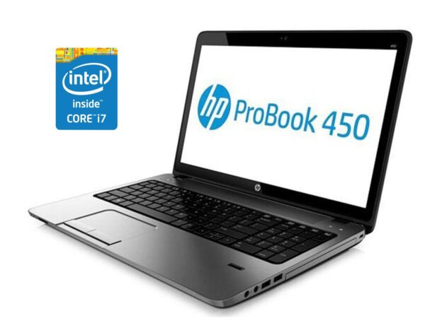 Ноутбук Б-клас HP ProBook 450 G2 / 15.6" (1366x768) TN / Intel Core i7-5500U (2 (4) ядра по 2.4 - 3.0 GHz) / 8 GB DDR3 / 256 GB SSD / Intel HD Graphics 5500 / WebCam / DVD-ROM