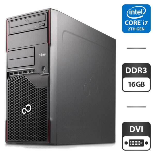 Комп'ютер Fujitsu Celsius W410 Tower / Intel Core i7-2600 (4 (8) ядра по 3.4 - 3.8 GHz) / 16 GB DDR3 / 500 GB HDD / Intel HD Graphics 2000 / DVD-ROM / DVI