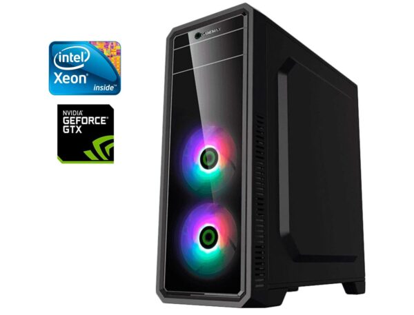 Ігровий ПК GameMax G561-FRGB Black Tower / Intel Xeon E5-2650 v2 (8 (16) ядер по 2.6 - 3.4 GHz) / 20 GB DDR3 / 480 GB SSD + 1000 GB HDD / nVidia GeForce GTX 1650, 4 GB GDDR6, 128-bit / 600W
