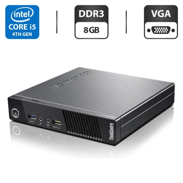 Неттоп Lenovo ThinkCentre M93p Tiny USFF / Intel Core i5-4570T (2 (4) ядра по 2.9 - 3.6 GHz) / 8 GB DDR3 / 500 GB HDD / Intel HD Graphics 4600 / VGA / Блок живлення у комплекті