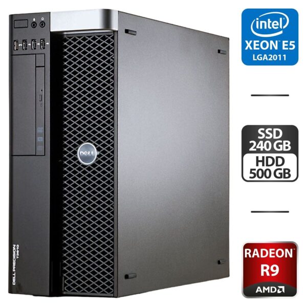 Робоча станція Б-клас Dell Precision T3610 Tower / Intel Xeon E5-2658 v2 (10 (20) ядер по 2.4 - 3.0 GHz) / 64 GB DDR3 / 240 GB SSD + 500 GB HDD / AMD Radeon R9 270X, 2 GB GDDR5, 256-bit / DVD-ROM