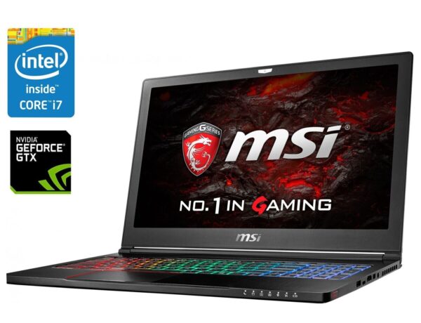 Ігровий ноутбук Б-клас MSI GS63VR Stealth 6RF / 15.6" (1920x1080) IPS / Intel Core i7-6700HQ (4 (8) ядра по 2.6 - 3.5 GHz) / 16 GB DDR4 / 128 GB SSD M.2 + 1000 GB HDD / nVidia GeForce GTX 1060, 6 GB GDDR5, 192-bit / WebCam