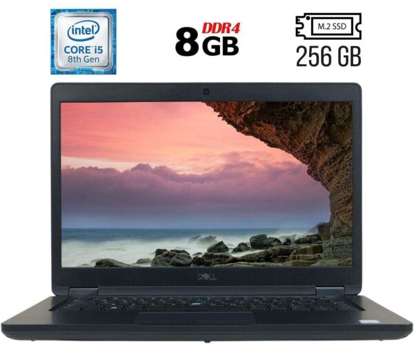 Ноутбук Б-клас Dell Latitude 5490 / 14" (1920x1080) IPS / Intel Core i5-8250U (4 (8) ядра по 1.6 - 3.4 GHz) / 8 GB DDR4 / 256 GB SSD M.2 / Intel UHD Graphics 620 / WebCam / USB 3.1 / HDMI / Windows 10 ліцензія