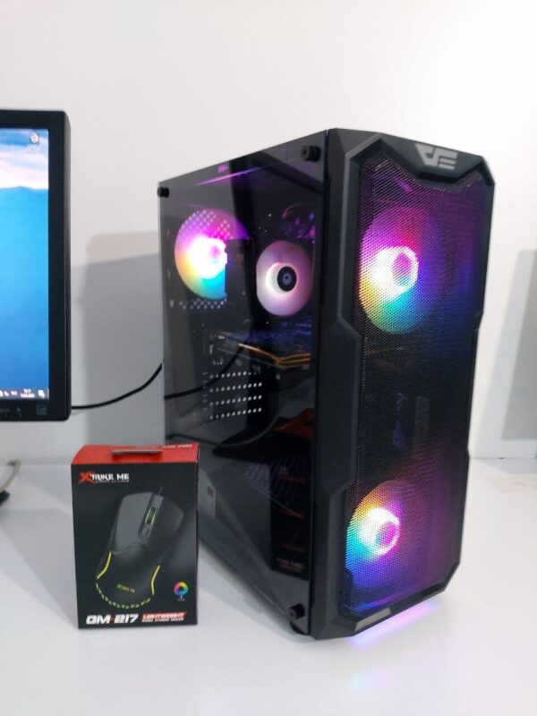 Комплект ПК: DarkFlash Aquarius Mesh Black Tower / Intel Core i5-7400 (4 ядра по 3.0 - 3.5 GHz) / 16 GB DDR4 / 250 GB SSD + 480 GB SSD / nVidia P106-100, 6 GB GDDR5, 192-bit / 300W + Монітор LG 24MB37PM-B / 24" (1920x1080) IPS + Мишка, кабелі підключення - Зображення 2