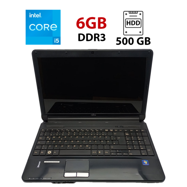 Ноутбук Fujitsu Lifebook AH530 / 15.6" (1366x768) TN / Intel Core i5-520M (2 (4) ядра по 2.4 - 2.93 GHz) / 6 GB DDR3 / 500 GB HDD / Intel HD Graphics 2000 / WebCam
