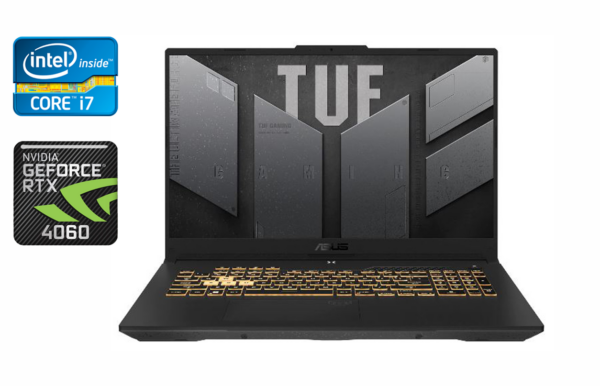 Ігровий ноутбук Asus FX 507 / 15.6" (1920x1080) IPS / Intel Core i7-12700H (14 (20) ядер по 3.5 - 4.7 GHz) / 16 GB DDR4 / 512 GB SSD / nVidia GeForce RTX 4060, 8 GB GDDR6, 128-bit / WebCam / Windows 10