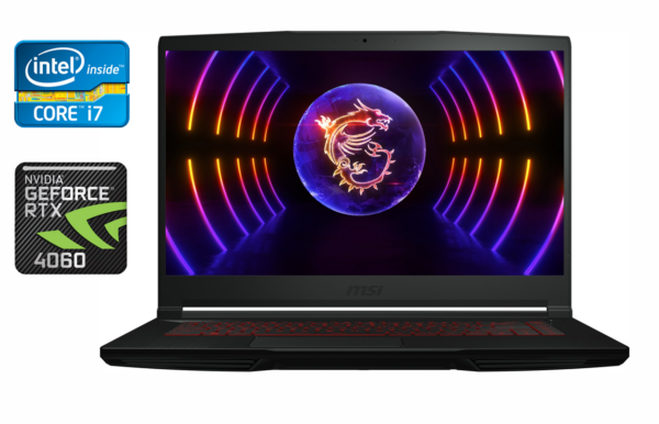 Ігровий ноутбук MSI GF63 12VF / 15.6" (1920x1080) IPS / Intel Core i7-12650H (10 (16) ядер по 3.5 - 4.7 GHz) / 16 GB DDR4 / 512 GB SSD / nVidia GeForce RTX 4060, 8 GB GDDR6, 128-bit / WebCam / Windows 11