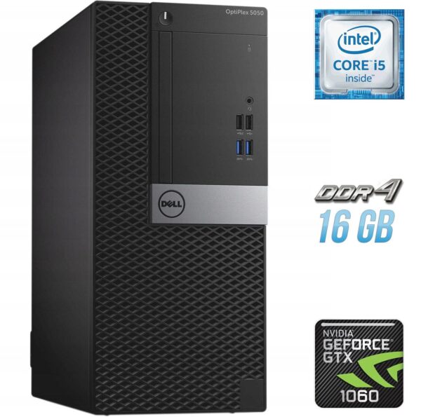 Ігровий ПК Dell OptiPlex 5050 Tower / Intel Core i5-6500 (4 ядра по 3.2 - 3.6 GHz) / 16 GB DDR4 / 500 GB SSD / nVidia GeForce GTX 1060, 6 GB GDDR5, 192-bit + Windows 10 в подарунок