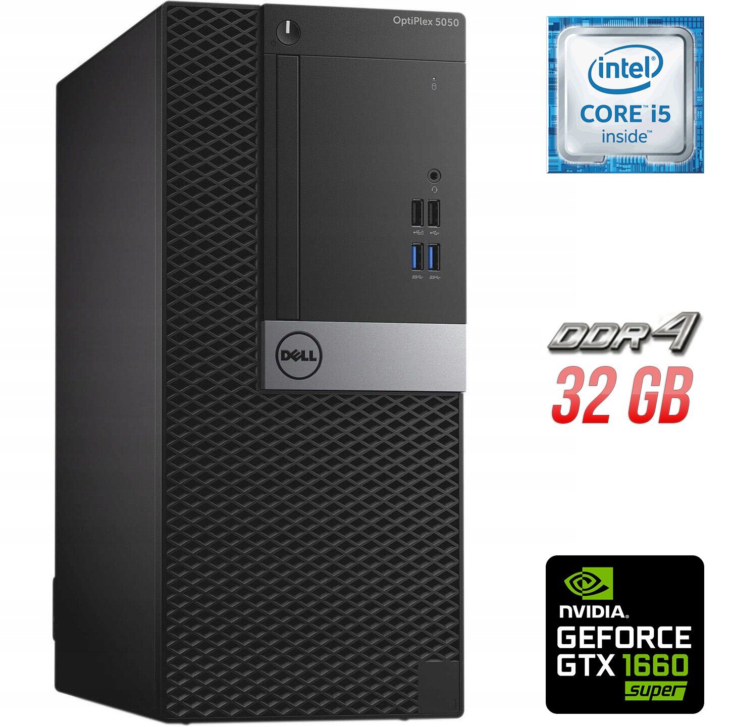 Ігровий ПК Dell OptiPlex 5050 Tower / Intel Core i5-6500 (4 ядра по 3.2 - 3.6 GHz) / 32 GB DDR4 / 500 GB SSD + 1000 GB HDD / nVidia GeForce GTX 1660 Super, 6 GB GDDR6, 192-bit + Windows 10 в подарунок