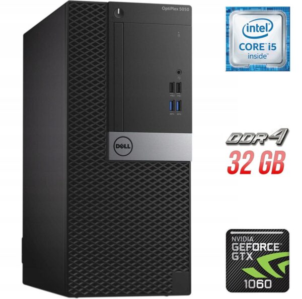 Ігровий ПК Dell OptiPlex 5050 Tower / Intel Core i5-6500 (4 ядра по 3.2 - 3.6 GHz) / 32 GB DDR4 / 500 GB SSD + 1000 GB SSD / nVidia GeForce GTX 1060, 6 GB GDDR5, 192-bit + Windows 10 в подарунок