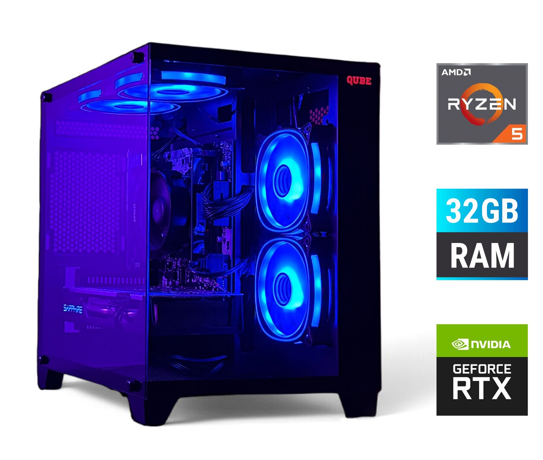 Ігровий ПК Gaming PC Tower / AMD Ryzen 5 3600 (6 (12) ядер по 3.6 - 4.2 GHz) / 32 GB DDR4 / 500 GB SSD + 1000 GB HDD / nVidia GeForce RTX 2060 Super, 8 GB GDDR6, 256-bit