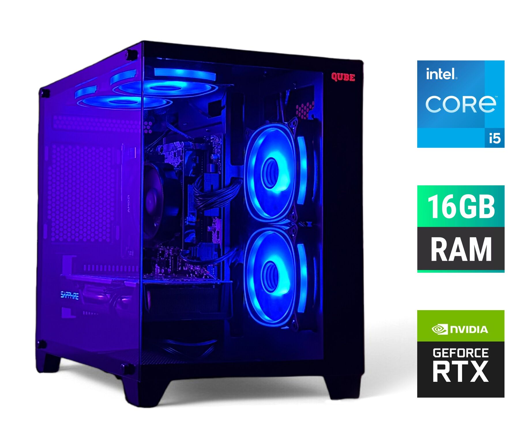 Ігровий ПК Gaming PC Tower / Intel Core i5-11400F (6 (12) ядер по 2.6 - 4.4 GHz) / 16 GB DDR4 / 500 GB SSD / nVidia GeForce RTX 2060 Super, 8 GB GDDR6, 256-bit