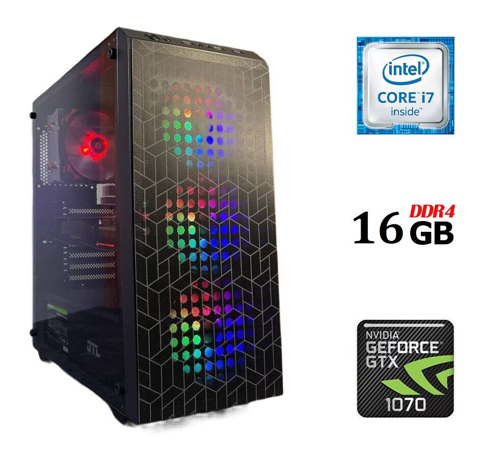 Ігровий ПК GTL Tower / Intel Core i7-6700 (4 (8) ядра по 3.4 - 4.0 GHz) / 16 GB DDR4 / 500 GB SSD / nVidia GeForce GTX 1070, 8 GB GDDR5, 256-bit