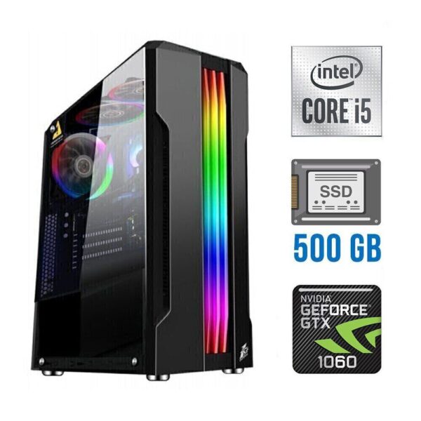 Ігровий ПК / Intel Core i5-10400F (6 (12) ядер по 2.9 - 4.3 GHz) / 16 GB DDR4 / 500 GB SSD / nVidia GeForce GTX 1060, 6 GB GDDR5, 192-bit / 500W