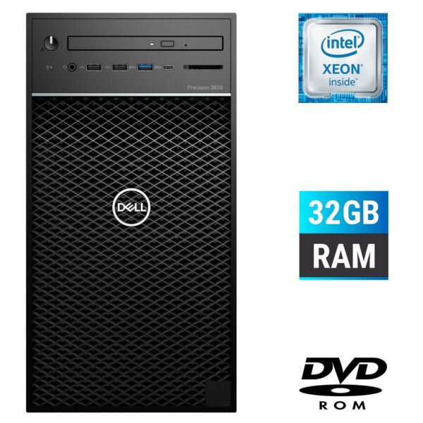 Комп'ютер Б-клас Dell Precision 3630 Tower / Intel Xeon E-2186G (6 (12) ядер по 3.8 - 4.7 GHz) / 32 GB DDR4 / no HDD / Intel UHD Graphics P630 / 460W / DVD-ROM / DisplayPort / HDMI
