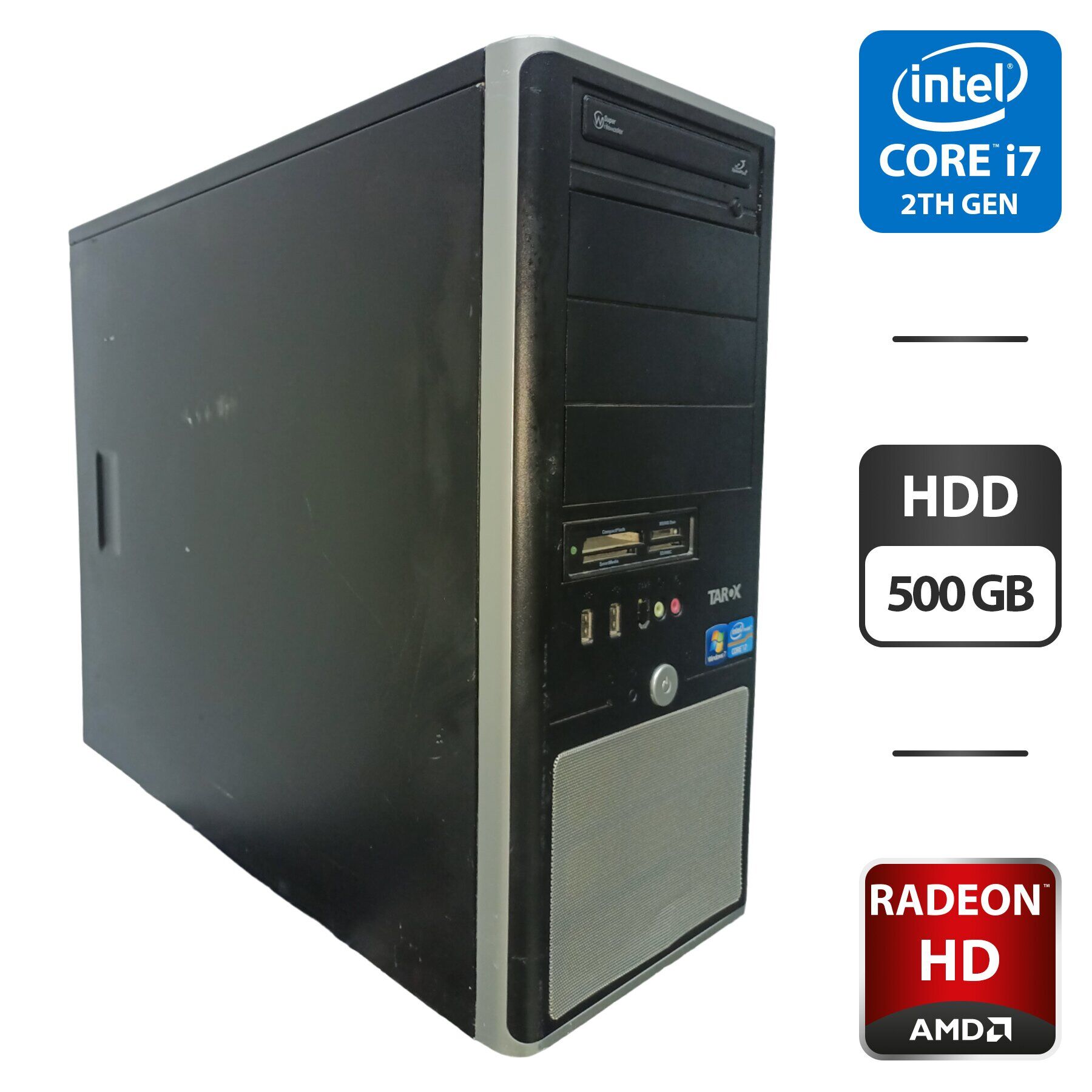 Комп'ютер Б-клас Tarox Tower / Intel Core i7-2600K (4 (8) ядра по 3.4 - 3.8 GHz) / 8 GB DDR3 / 500 GB HDD / AMD Radeon HD 7470, 1 GB GDDR3, 64-bit / DVD-ROM / 350W