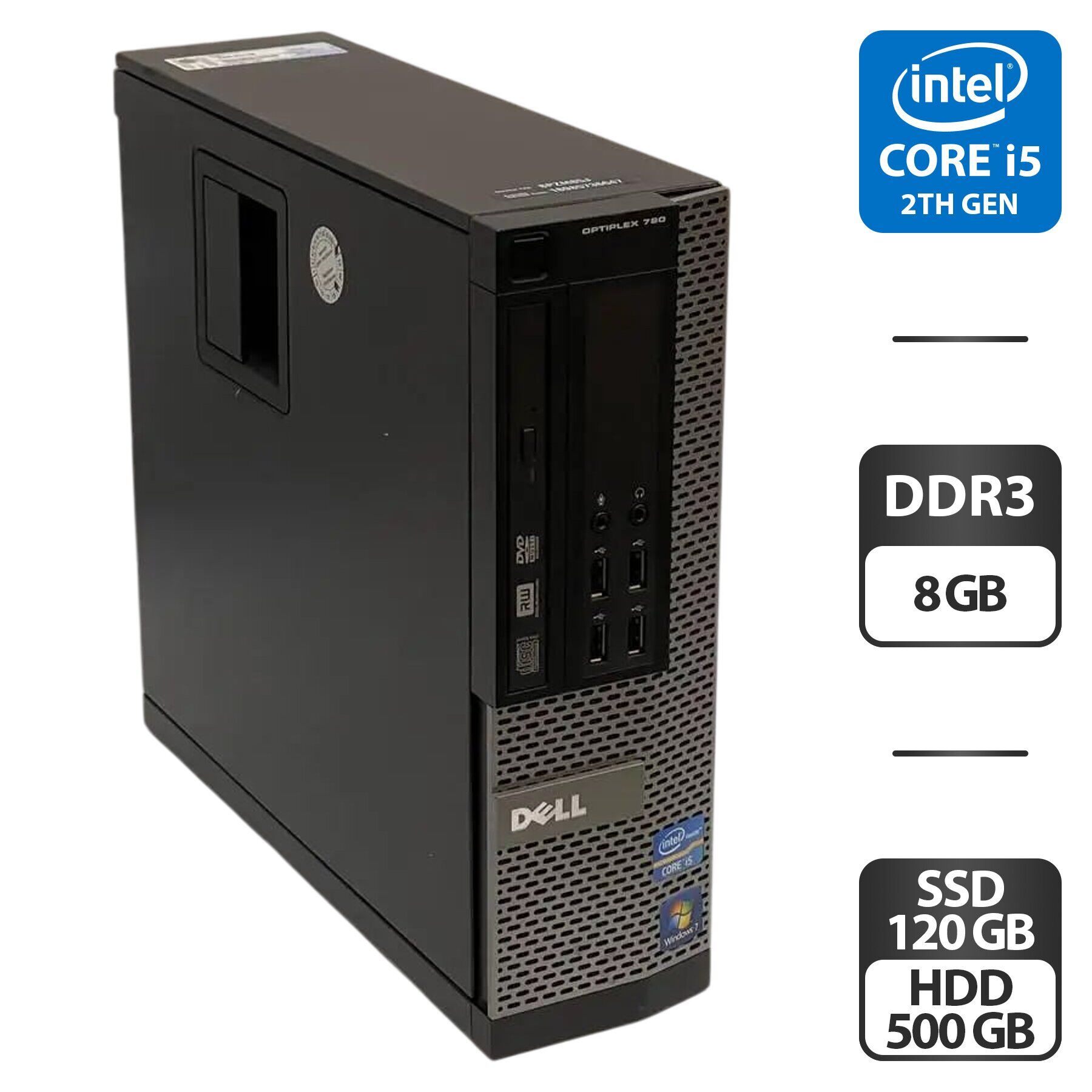 Комп'ютер Dell OptiPlex 790 SFF / Intel Core i5-2400 (4 ядра по 3.1 - 3.4 GHz) / 8 GB DDR3 / 120 GB SSD + 500 GB HDD / Intel HD Graphics 2000
