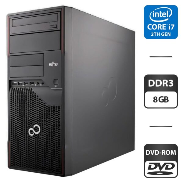 Комп'ютер Fujitsu Celsius W410 Tower / Intel Core i7-2600 (4 (8) ядра по 3.4 - 3.8 GHz) / 8 GB DDR3 / 500 GB HDD / Intel HD Graphics 2000 / DVD-ROM
