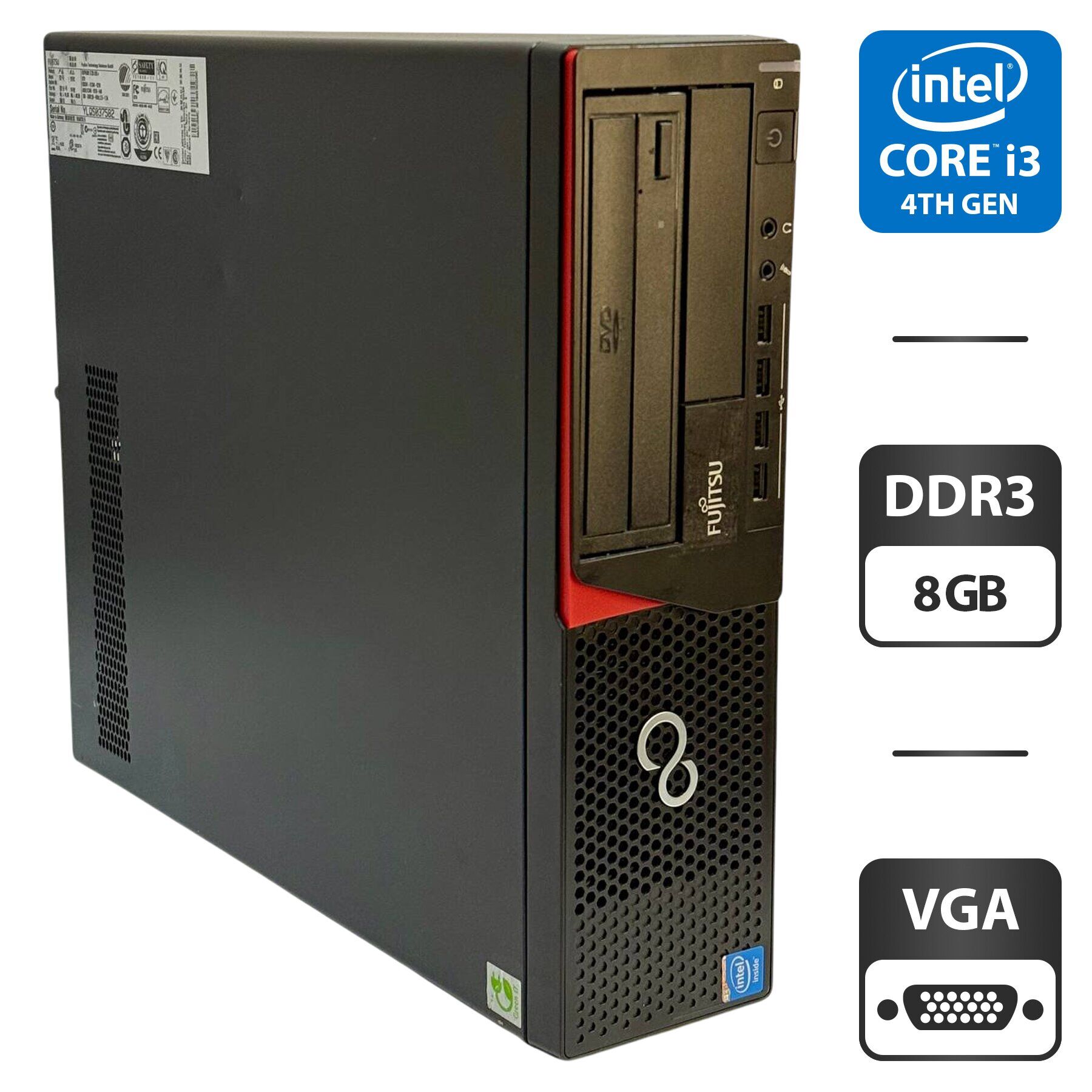 Комп'ютер Fujitsu Esprimo E720 E85 SFF / Intel Core i3-4160T (2 (4) ядра по 3.1 GHz) / 8 GB DDR3 / 500 GB HDD / Intel HD Graphics 4400 / DVD-ROM