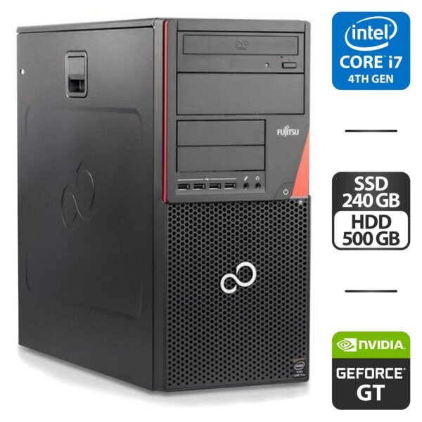 Комп'ютер Fujitsu Esprimo P920 E90 Tower / Intel Core i7-4770 (4 (8) ядра по 3.4 - 3.9 GHz) / 16 GB DDR3 / 240 GB SSD + 500 GB HDD / nVidia GeForce GT 640, 2 GB GDDR3, 128-bit