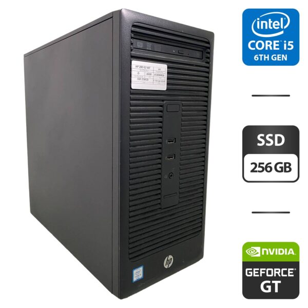 Комп'ютер HP 280 G2 Tower / Intel Core i5-6500 (4 ядра по 3.2 - 3.6 GHz) / 8 GB DDR4 / 256 GB SSD / nVidia GeForce GT 730, 2 GB GDDR5, 128-bit / DVD-ROM
