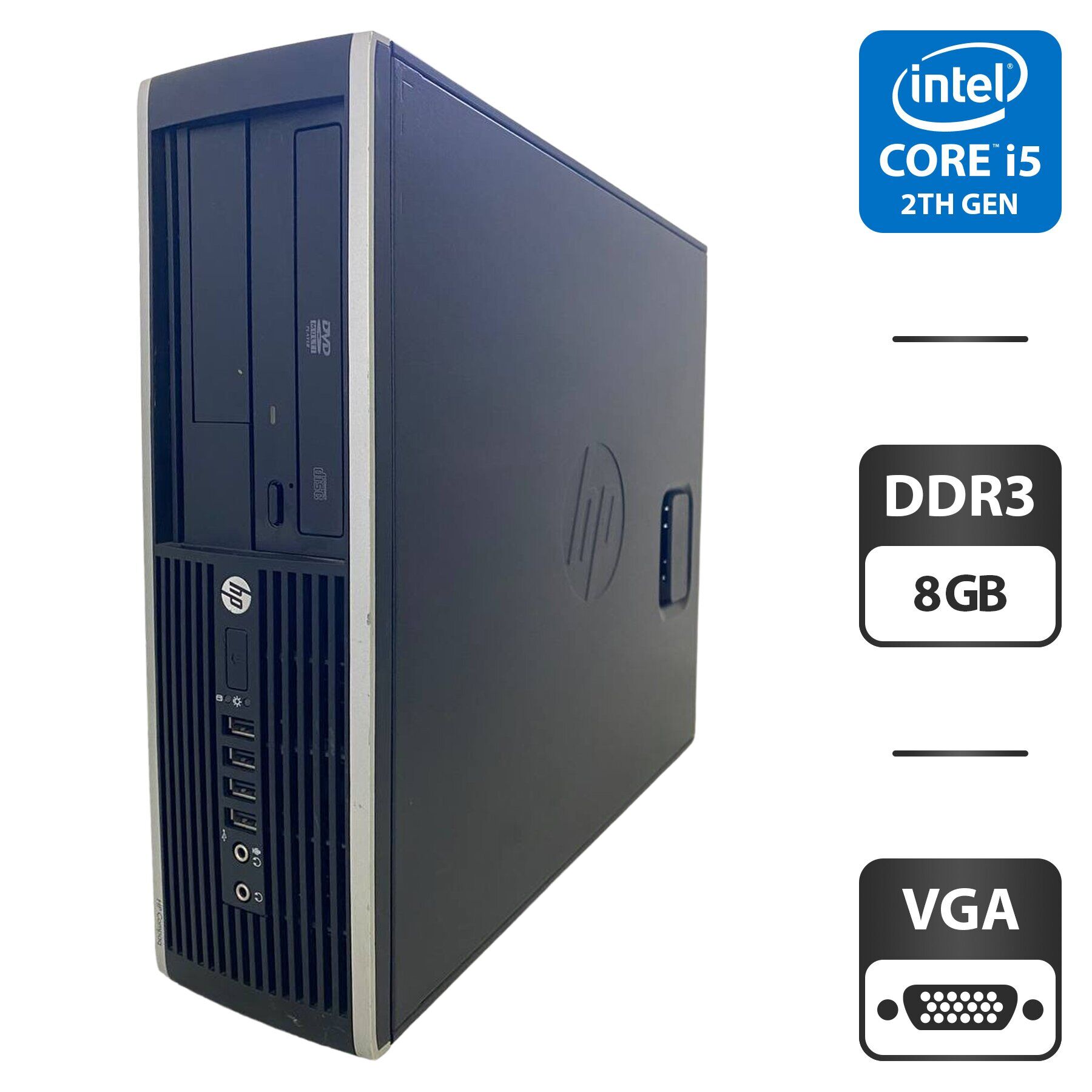 Комп'ютер HP Compaq 6200 Pro SFF / Intel Core i5-2400 (4 ядра по 3.1 - 3.4 GHz) / 8 GB DDR3 / 250 GB HDD / Intel HD Graphics 2000 / DVD-ROM