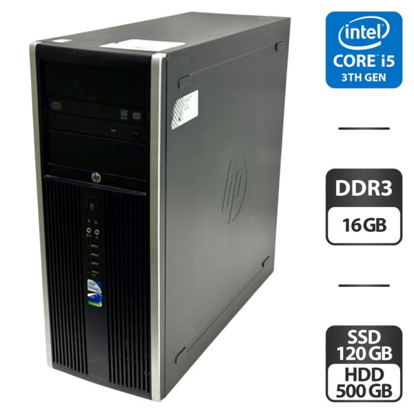 Комп'ютер HP Compaq 8300 Elite Convertible Tower / Intel Core i5-3470 (4 ядра по 3.2 - 3.6 GHz) / 16 GB DDR3 / 120 GB SSD + 500 GB HDD / Intel Graphics / DVD-ROM
