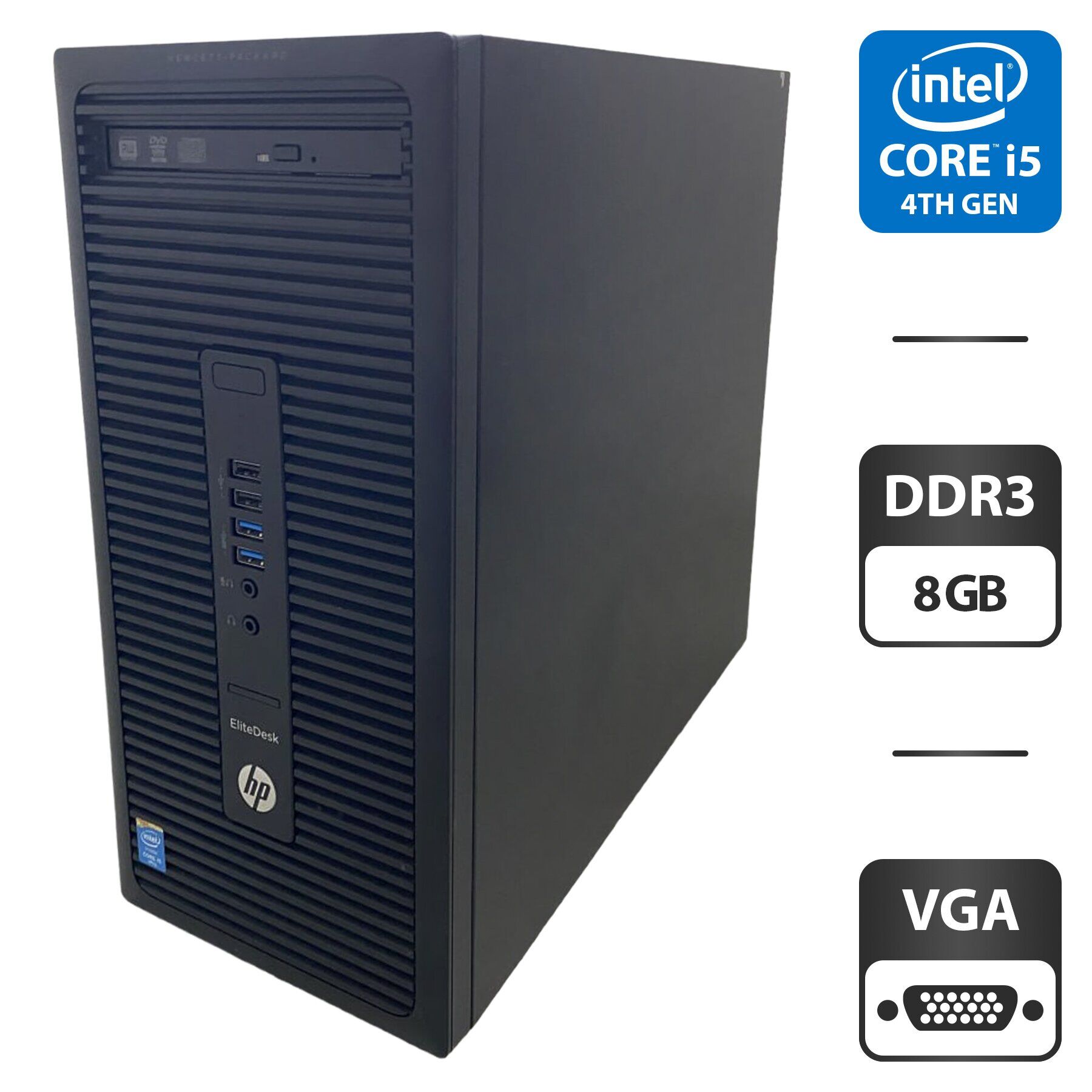 Комп'ютер HP EliteDesk 700 G1 Tower / Intel Core i5-4590 (4 ядра по 3.0 - 3.7 GHz) / 8 GB DDR3 / 250 GB HDD / Intel HD Graphics 4600 / DVD