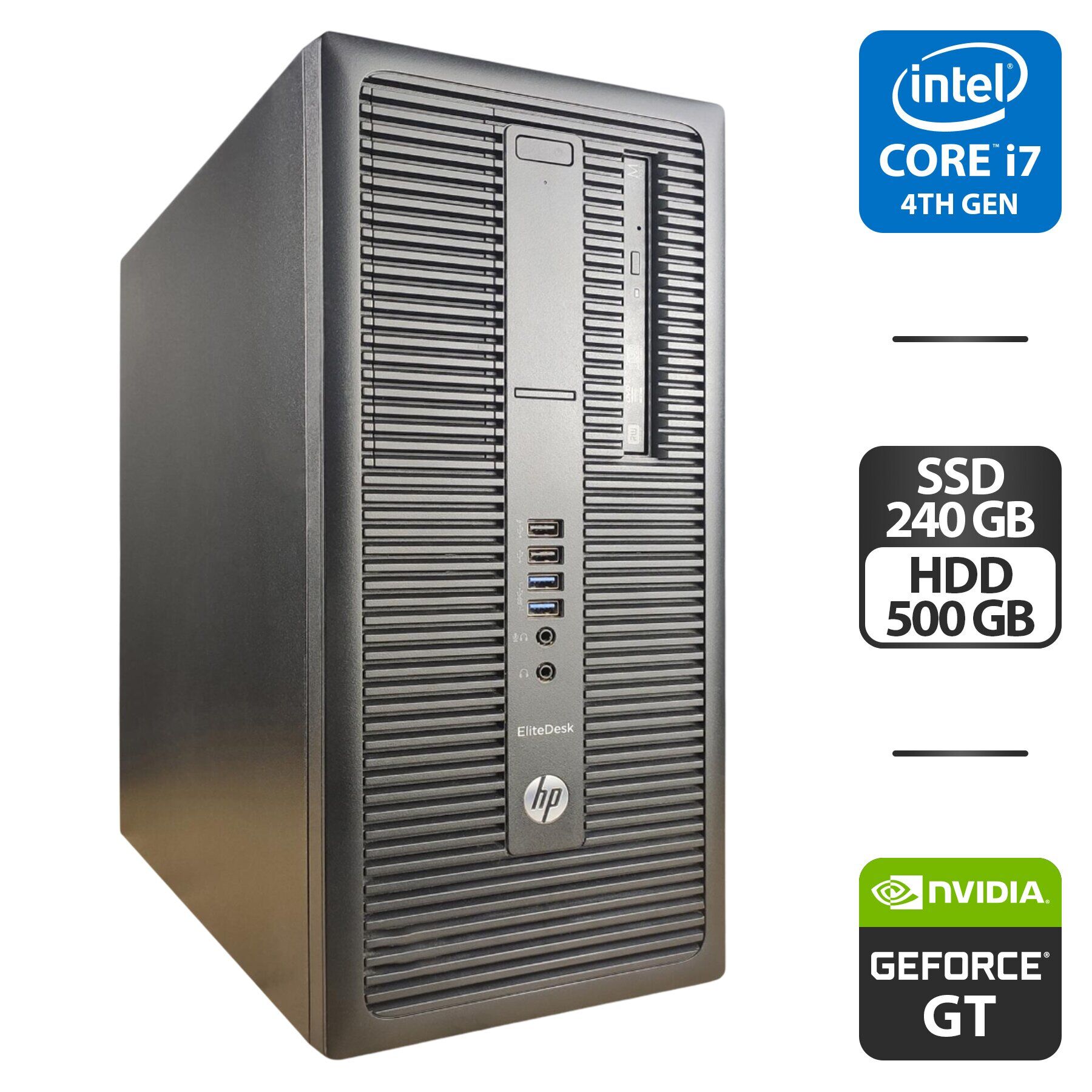Комп'ютер HP ProDesk 600 G1 Tower / Intel Core i7-4770 (4 (8) ядра по 3.4 - 3.9 GHz) / 16 GB DDR3 / 240 GB SSD + 500 GB HDD / nVidia GeForce GT 610, 2 GB GDDR3, 64-bit