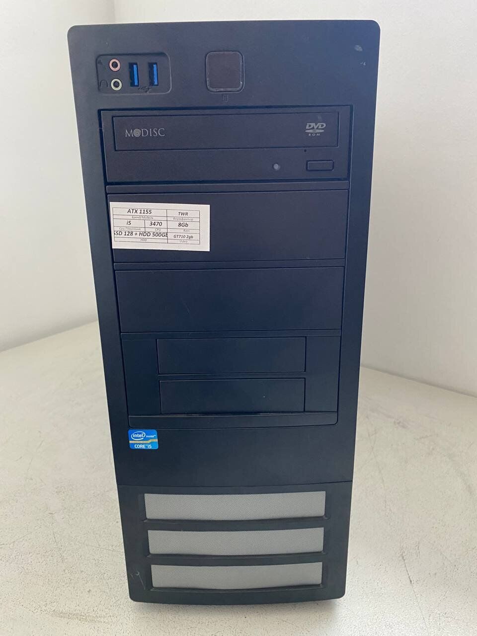 Комп'ютер NoName Tower / Intel Core i5-3470 (4 ядра по 3.2 - 3.6 GHz) / 8 GB DDR3 / 128 GB SSD + 500 GB HDD / nVidia GeForce GT 710, 2 GB GDDR3, 64-bit / DVD-ROM / HDMI - Зображення 2