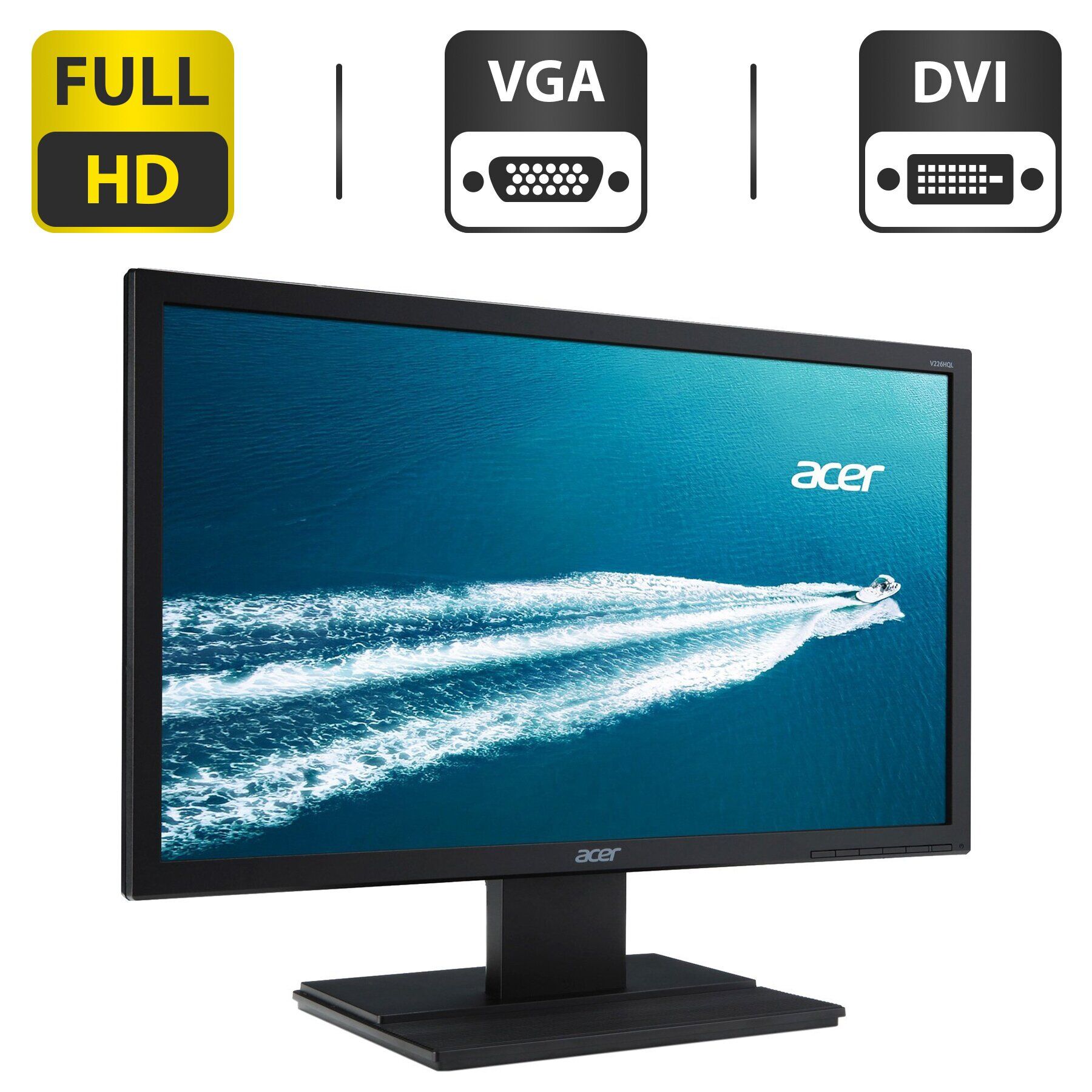 Монітор Acer V226HQL / 22" (1920x1080) TN / VGA, DVI / VESA 100x100 + Кабель живлення