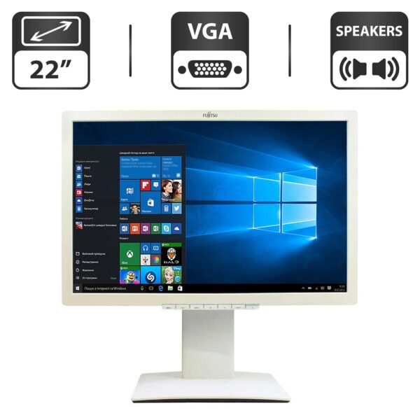 Монітор Б-клас Fujitsu B22W-7 / 22" (1680x1050) TN / USB 2.0, VGA, DVI, DisplayPort / Вбудовані колонки 2x 1.5W / VESA 100x100 + Кабелі підключення