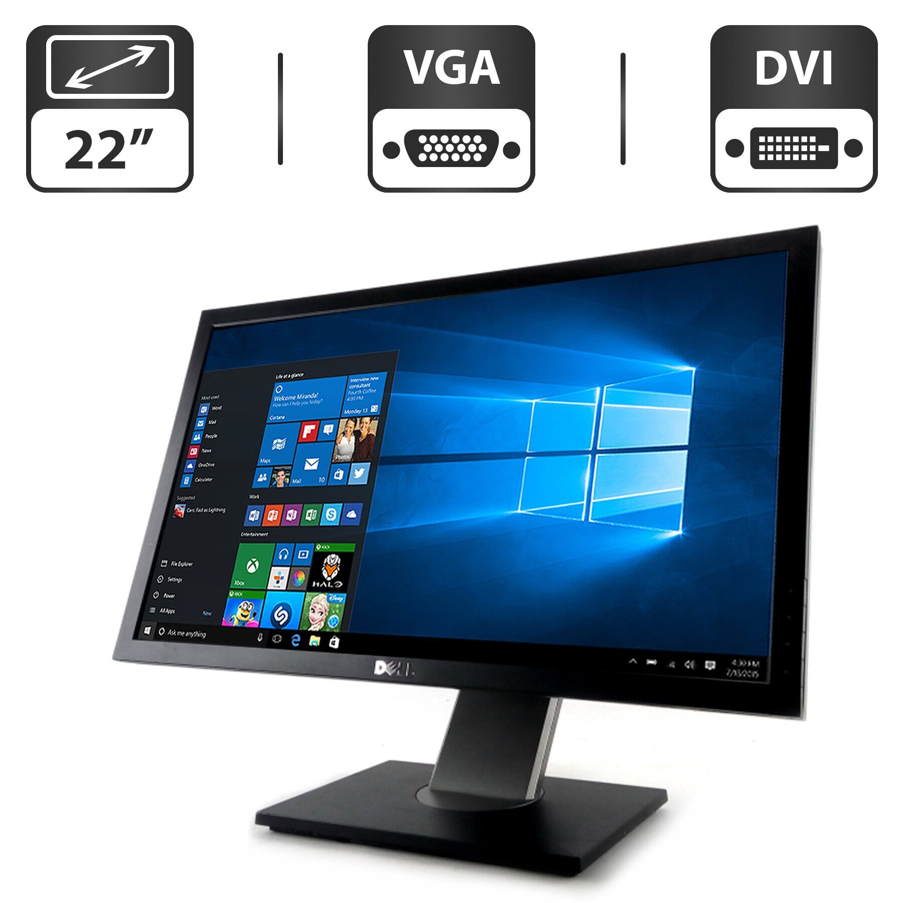 Монітор Dell E2210 / 22" (1680x1050) TN / DVI, VGA + Кабель живлення