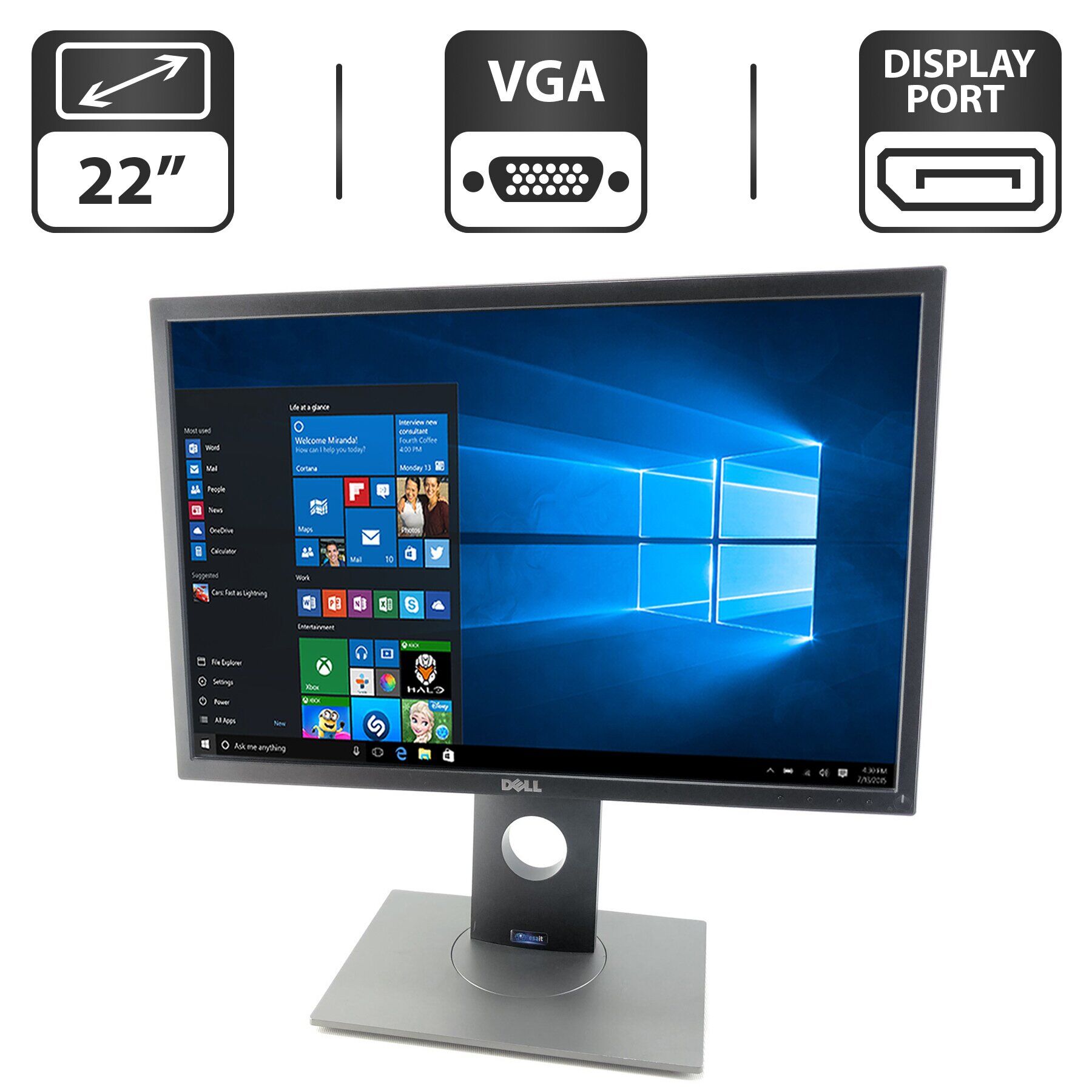 Монітор Dell P2217 / 22" (1680x1050) TN / VGA, HDMI, DP, USB-Hub / VESA 100x100 + Кабель живлення