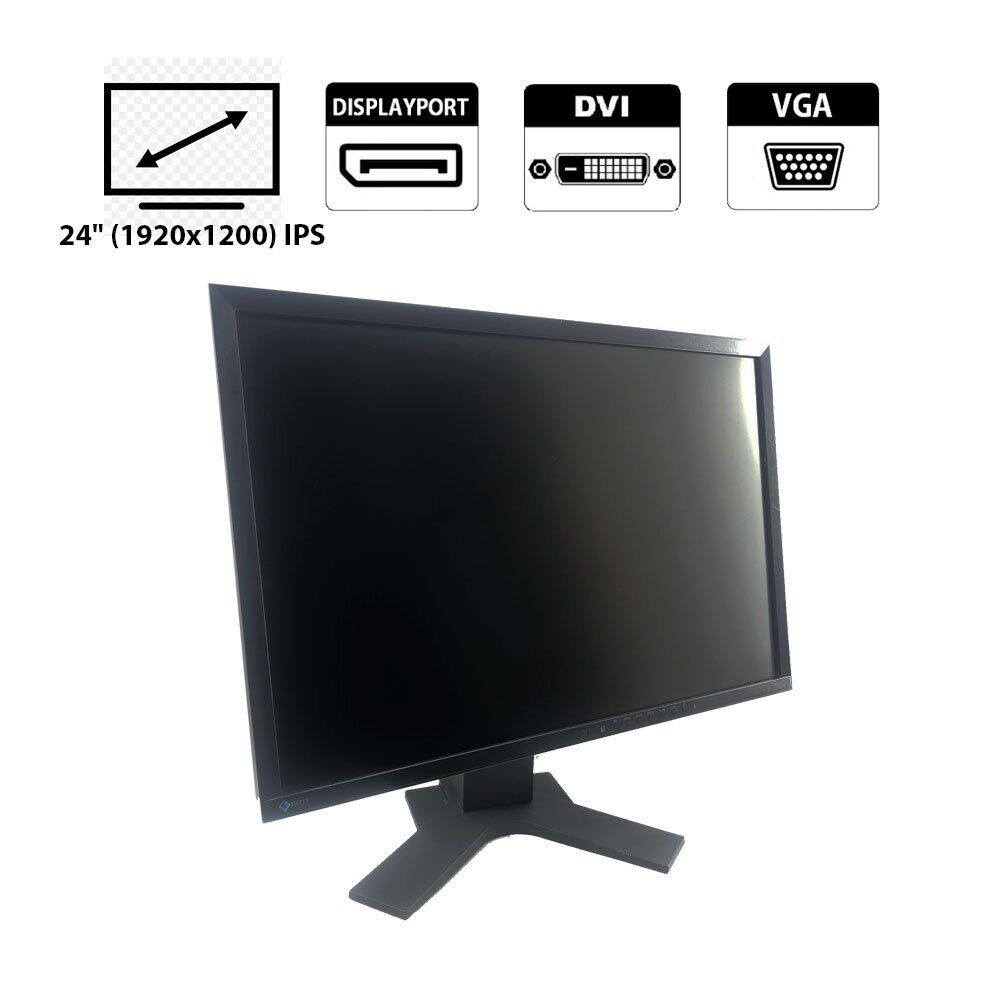 Монітор EIZO FlexScan EV2436W / 24" (1920x1200) IPS / DP, VGA, DV + Кабель живлення