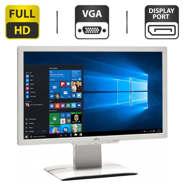 Монітор Fujitsu P Line P23T-6 / 23" (1920x1080) IPS / VGA, DVI, DP, Audi, USB-Hub / Вбудовані колонки 2x 1.5W / VESA 100x100 + Кабель живлення