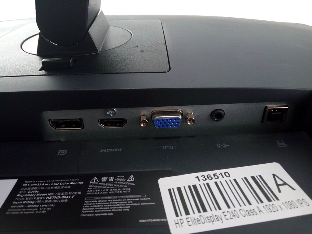 Монітор HP EliteDisplay E240 / 24" (1920x1080) IPS / HDMI, DP, VGA, USB 3.0 / VESA 100x100 / Pivot + Кабель живлення - Зображення 4