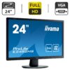 Монітор Iiyama ProLite E2482H / 24" (1920x1080) TN / VGA, DVI / Вбудовані колонки 2 x 1W / VESA 100x100 + Кабель живлення