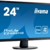 Монітор Iiyama ProLite E2482H / 24" (1920x1080) TN / VGA, DVI / Вбудовані колонки 2 x 1W / VESA 100x100 + Кабель живлення - Зображення 2