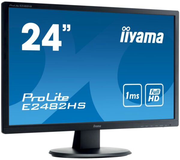 Монітор Iiyama ProLite E2482H / 24" (1920x1080) TN / VGA, DVI / Вбудовані колонки 2 x 1W / VESA 100x100 + Кабель живлення - Зображення 2