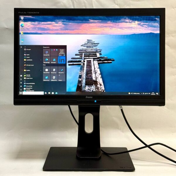 Монітор Iiyama ProLite T2250MTS / 22" (1920x1080) TN Touch / USB, VGA, DVI / Вбудовані колонки 2x 1W / VESA 100x100 + Кабель живлення - Зображення 2