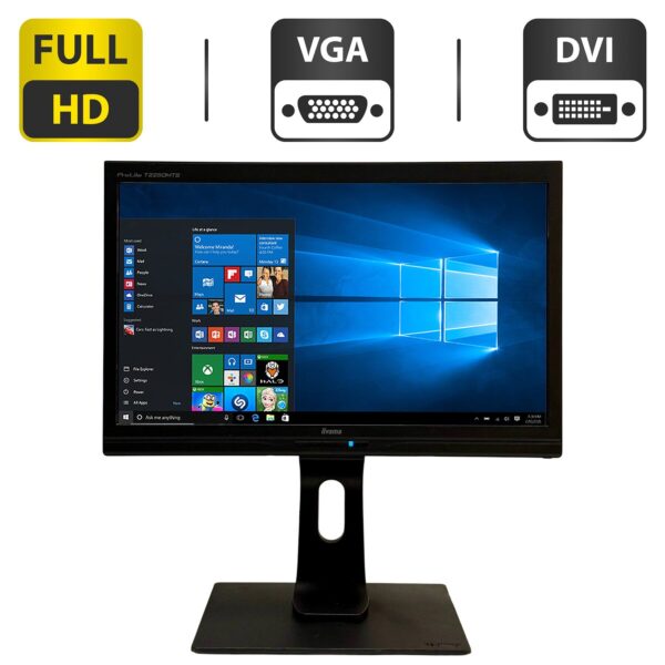 Монітор Iiyama ProLite T2250MTS / 22" (1920x1080) TN Touch / USB, VGA, DVI / Вбудовані колонки 2x 1W / VESA 100x100 + Кабель живлення