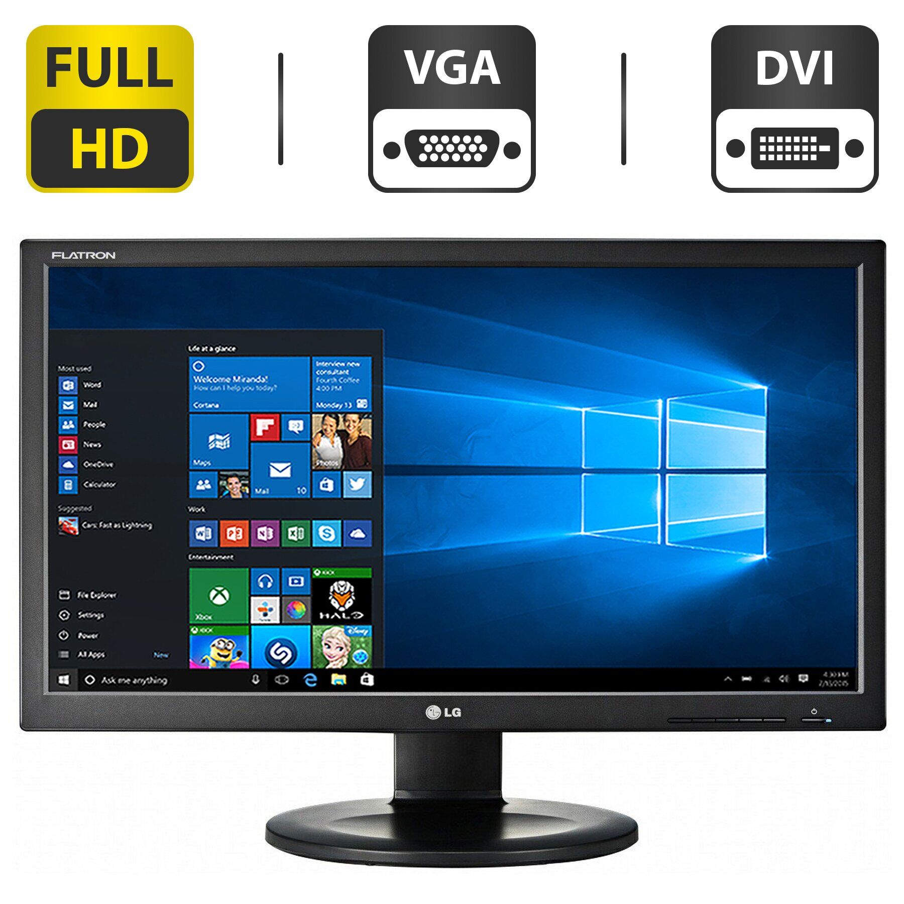 Монітор LG Flatron IPS231P-BN / 23" (1920x1080) IPS / VGA, DVI / Вбудовані колонки 2x 2W / VESA 75x75 + Кабель живлення