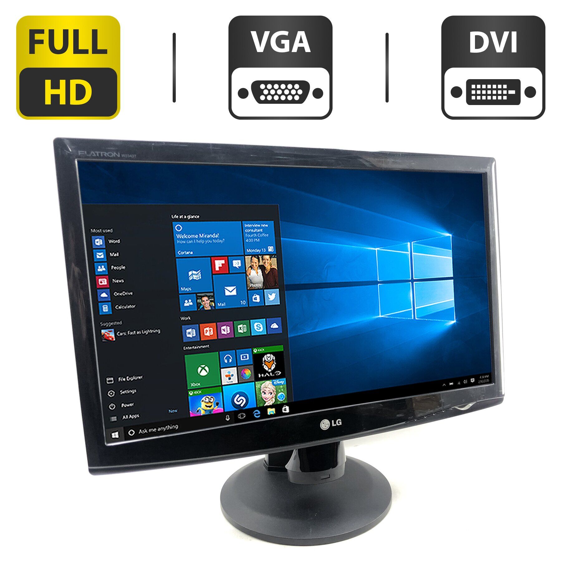 Монітор LG Flatron W2343T-PF / 23" (1920x1080) TN / DVI, VGA / VESA 100x100 + Кабель живлення
