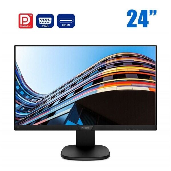 Монітор Philips 243S7EJMB / 24" (1920x1080) IPS / VGA, DisplayPort, HDMI, USB, Audio / VESA 100x100