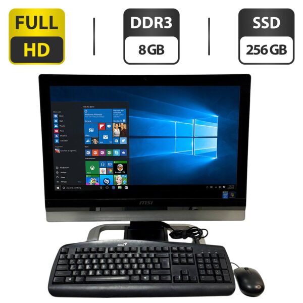 Моноблок Б-клас MSI MS-AE63 / 24" (1920x1080) TN / Intel Core i3-4000M (2 (4) ядра по 2.4 GHz) / 8 GB DDR3 / 256 GB SSD / Intel HD Graphics 4600 / DVD-ROM / WebCam / Wi-Fi / DVD-ROM + Клавіатура, мишка