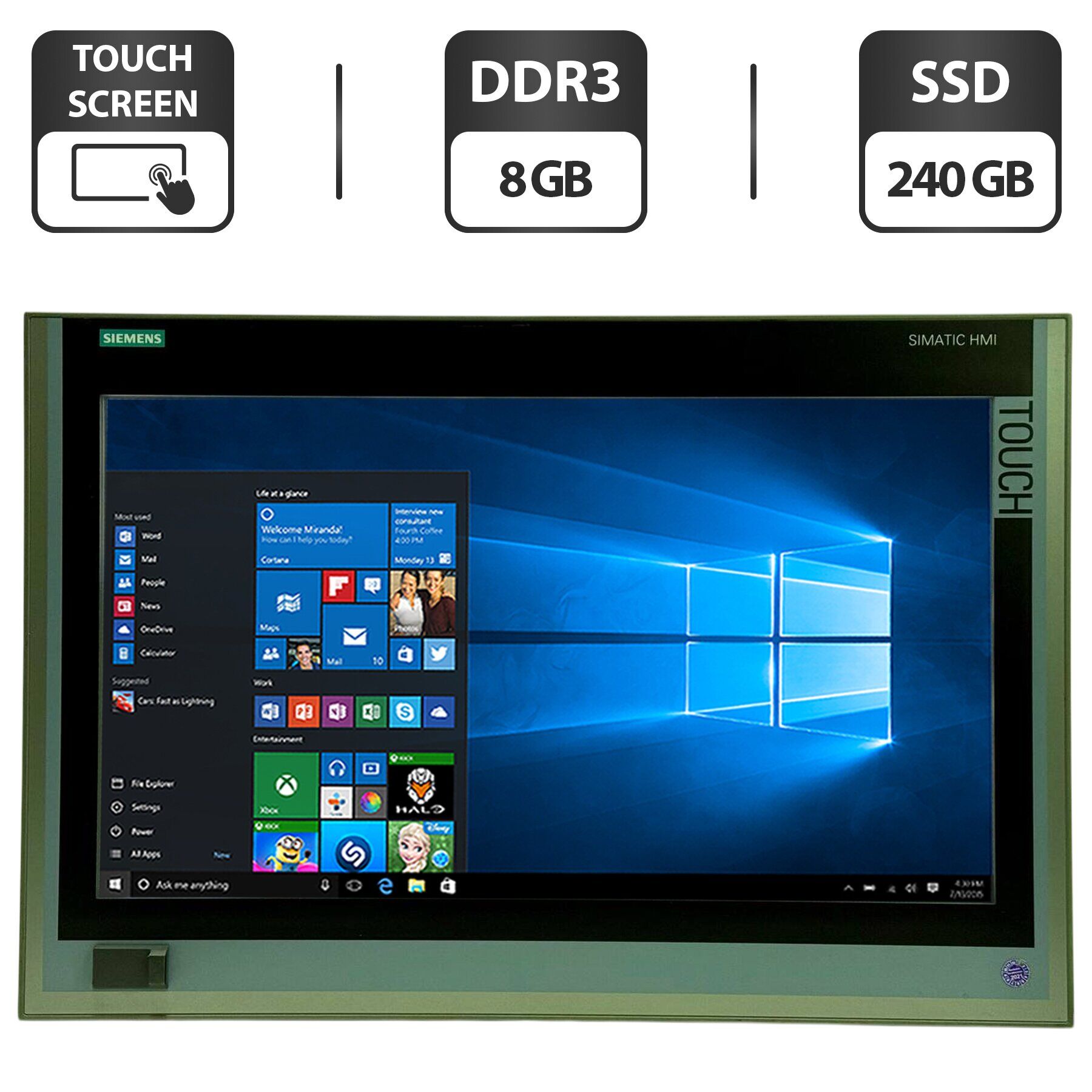 Панель оператора Siemens Simatic HMI IPC477D / 22" (1920x1080) TN Touch / Intel Core i3-3217UE (2 (4) ядра по 1.6 GHz) / 8 GB DDR3 / 240 GB SSD / Intel HD Graphics 4000