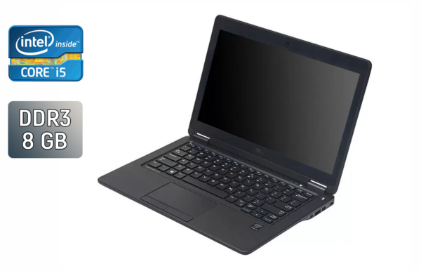 Нетбук Б-клас Dell Latitude E7250 / 12.5" (1366x768) TN / Intel Core i5-5300U (2 (4) ядра по 2.3 - 2.9 GHz) / 8 GB DDR3 / 128 GB SSD / Intel HD Graphics 5500 / WebCam / Windows 10