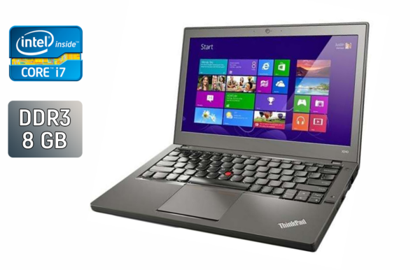 Нетбук Lenovo ThinkPad x240 / 12.5" (1366x768) TN / Intel Core i7-4600U (2 (4) ядра по 2.1 - 3.3 GHz) / 8 GB DDR3 / 240 GB SSD / Intel HD Graphics 4400 / WebCam / Fingerprint / Windows 10